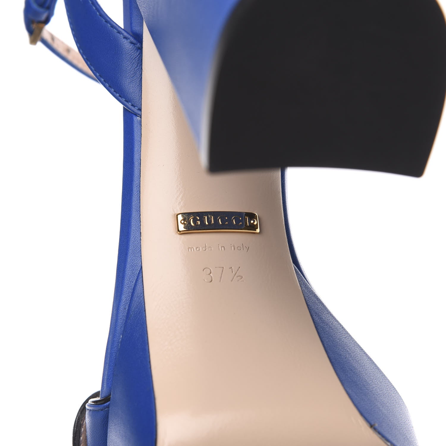 Gucci Calfskin GG Marmont Ankle Wrap 30/115mm Platform Sandals 37.5 Bright Blue 6 of 9