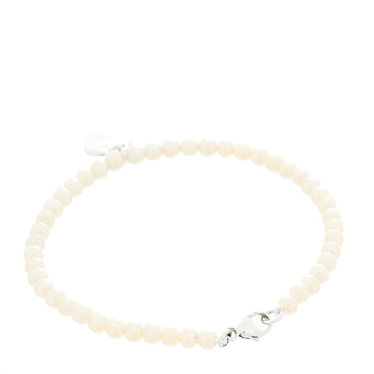 Sterling Silver Pearl Return To Tiffany Heart Tag Bead Bracelet
