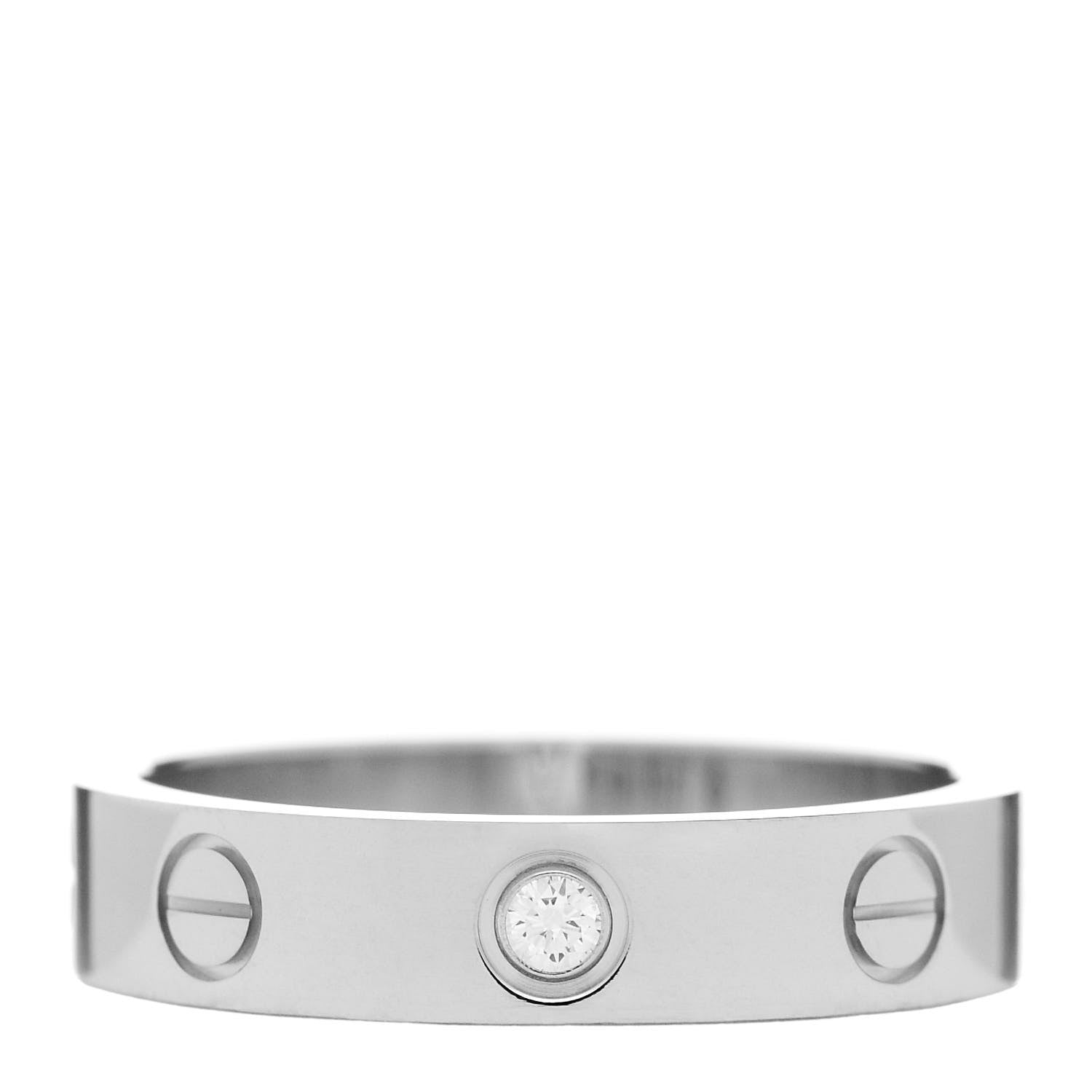 Cartier 18K White Gold Diamond 4mm LOVE Wedding Band Ring 51 5.75 1 of 4