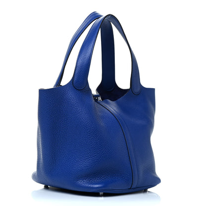 Hermes Taurillon Clemence Picotin Lock 22 MM Bleu Electrique 2 of 9