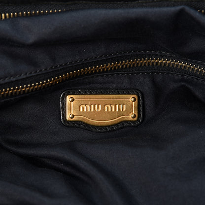 Miu Miu Nappa Woven Top Handle Satchel Black 5 of 8