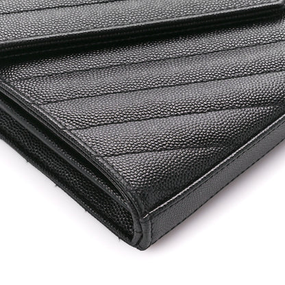 Saint Laurent Grain De Poudre Matelasse Chevron Monogram Chain Wallet Black 8 of 9