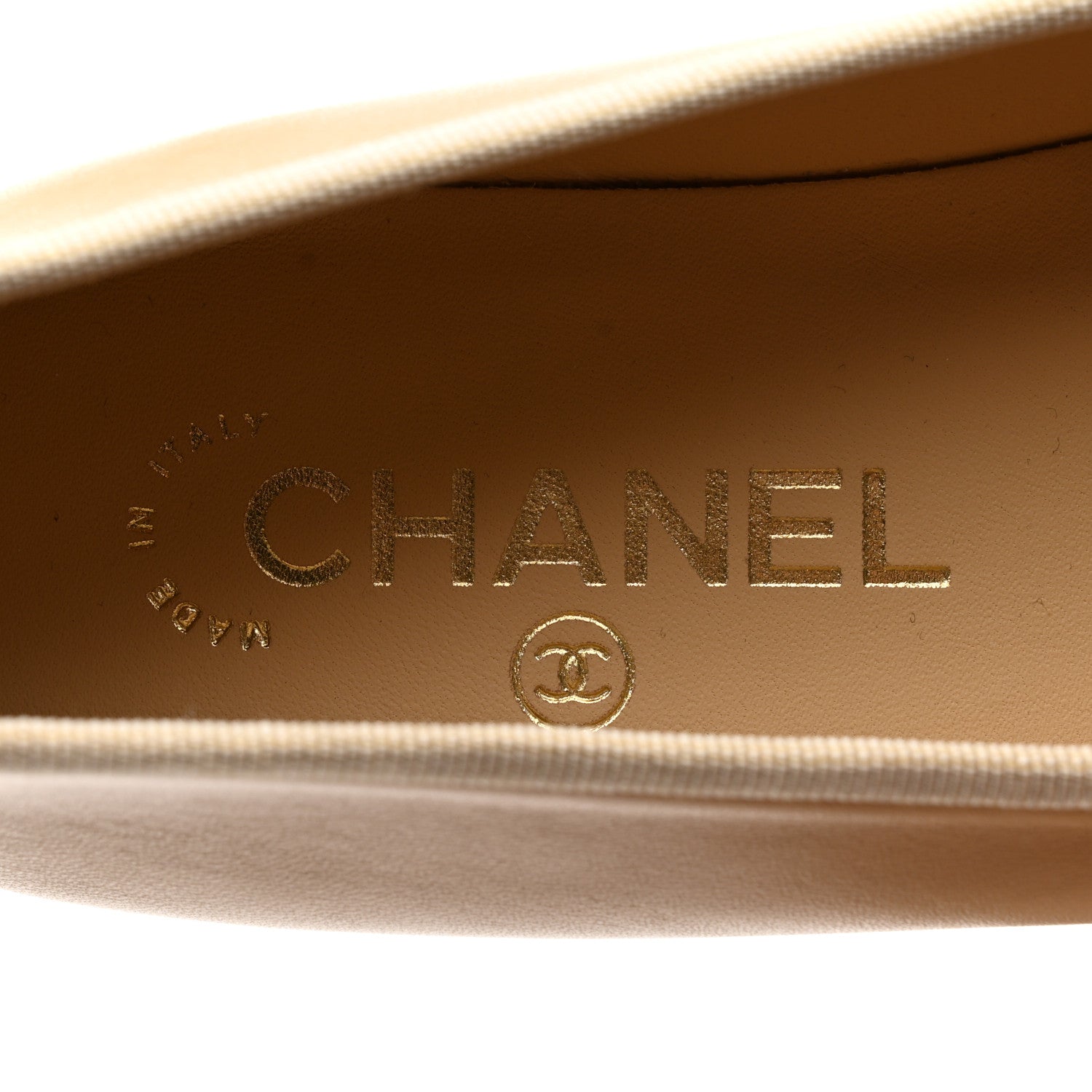 Chanel Lambskin Cap Toe CC Ballerina Flats 36 Beige Black 7 of 9