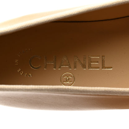 Chanel Lambskin Cap Toe CC Ballerina Flats 36 Beige Black 7 of 9