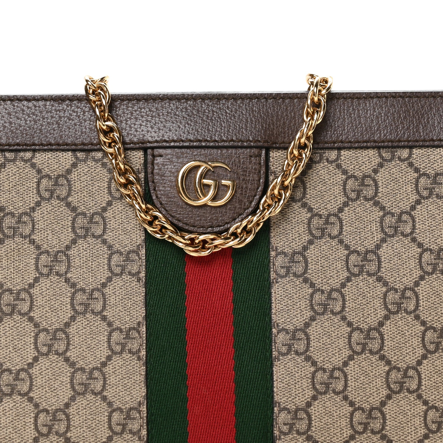 Gucci GG Supreme Monogram Web Small Ophidia Chain Shoulder Bag Brown 8 of 10