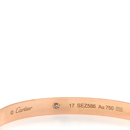 Cartier 18K Pink Gold 4 Diamond LOVE Bracelet 17 3 of 3