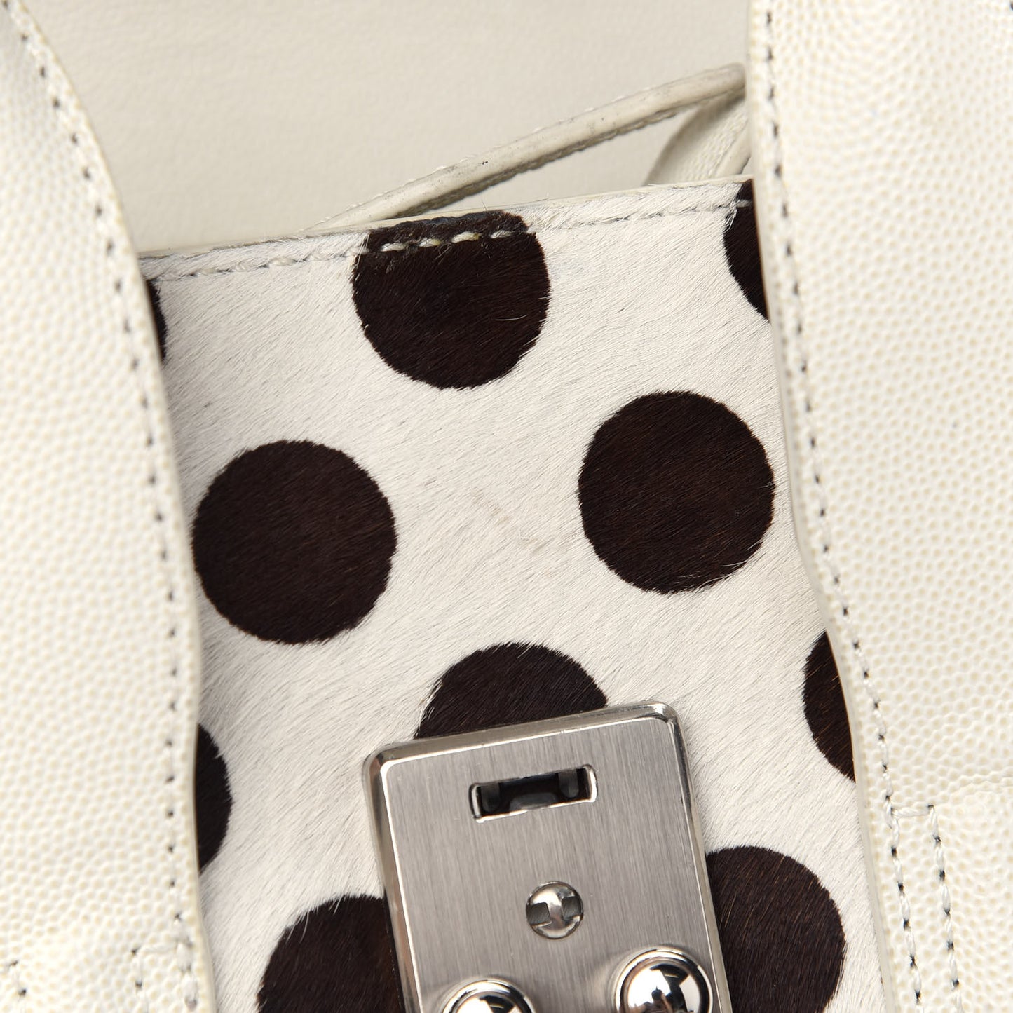 Calf Hair Polka Dot Mini Pashli Satchel White Black