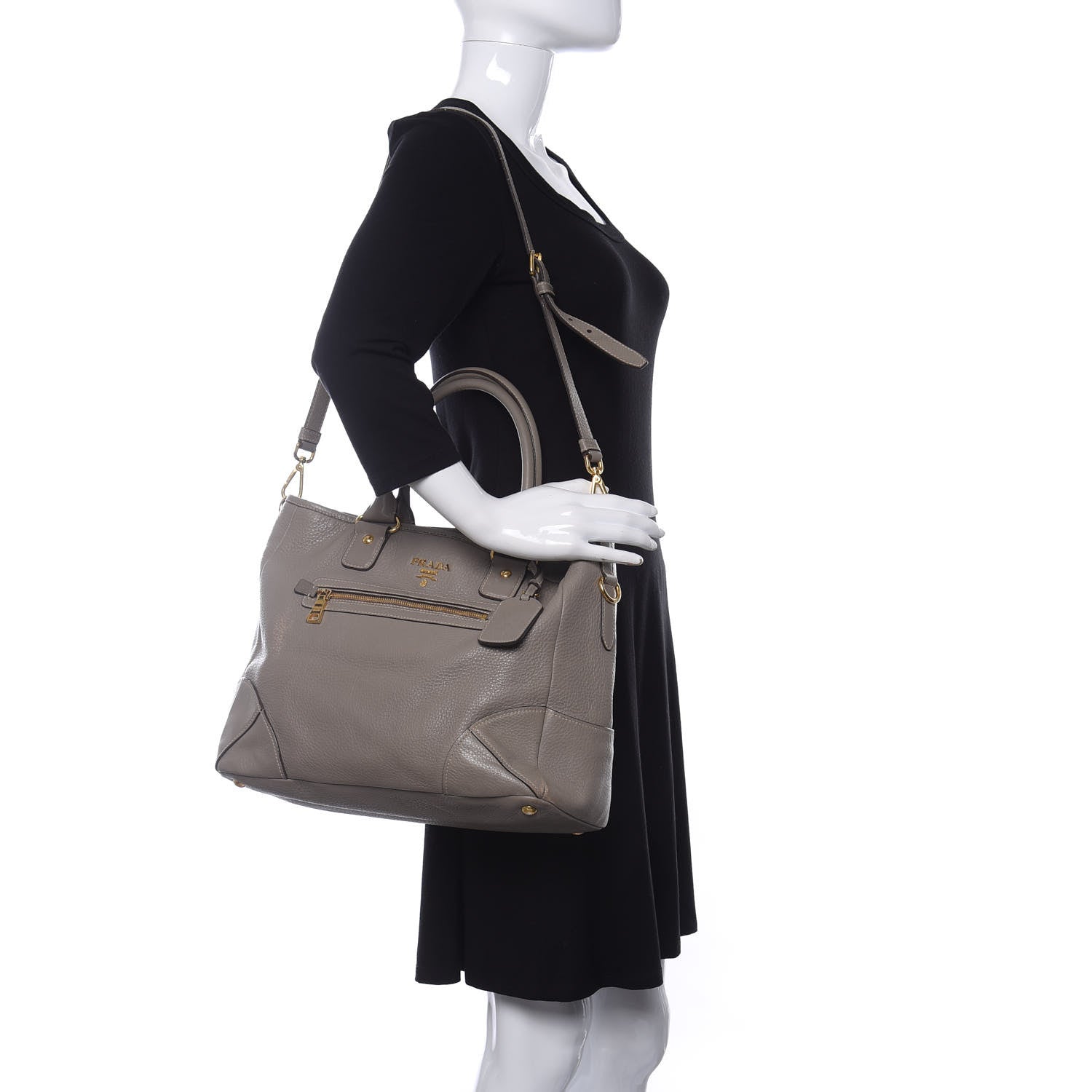 Prada Vitello Daino Shopping Satchel Argilla 2 of 10