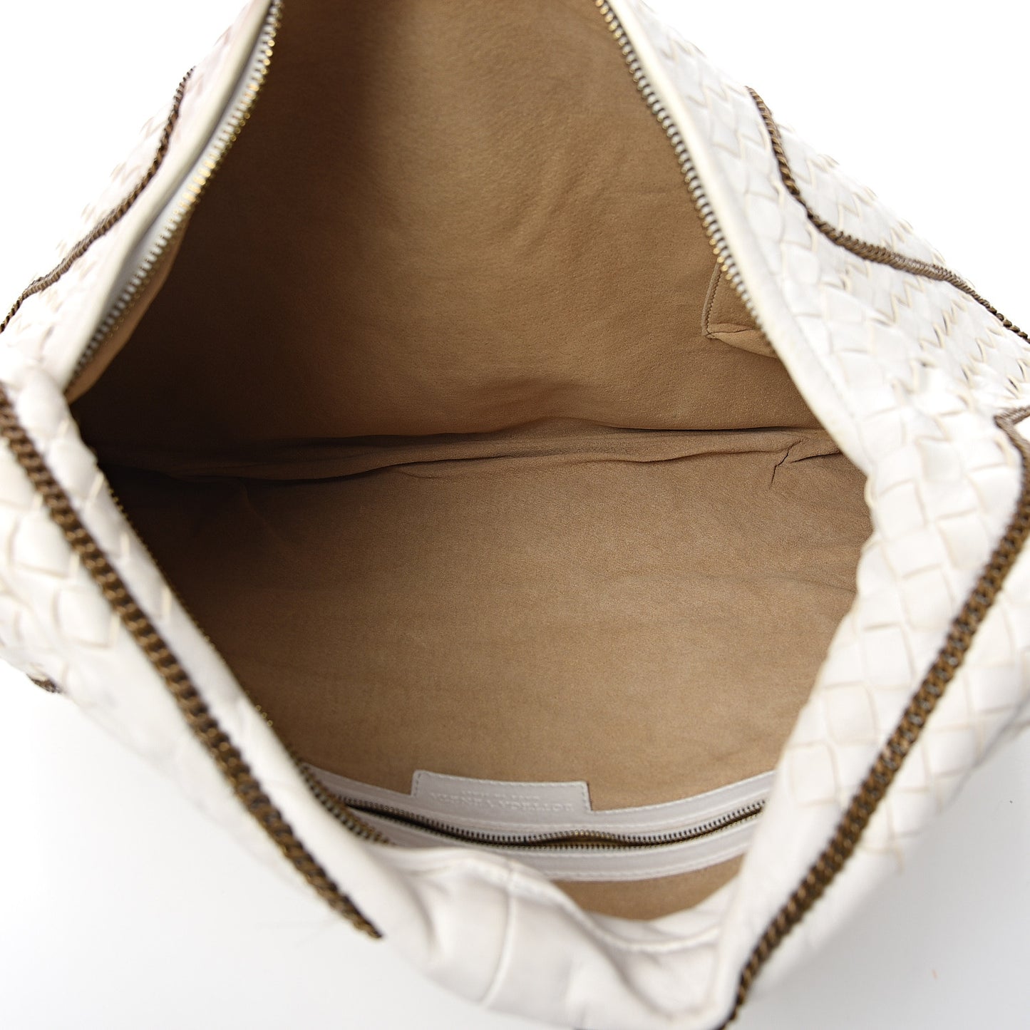 Nappa Intrecciato Medium Veneta Chain Hobo White