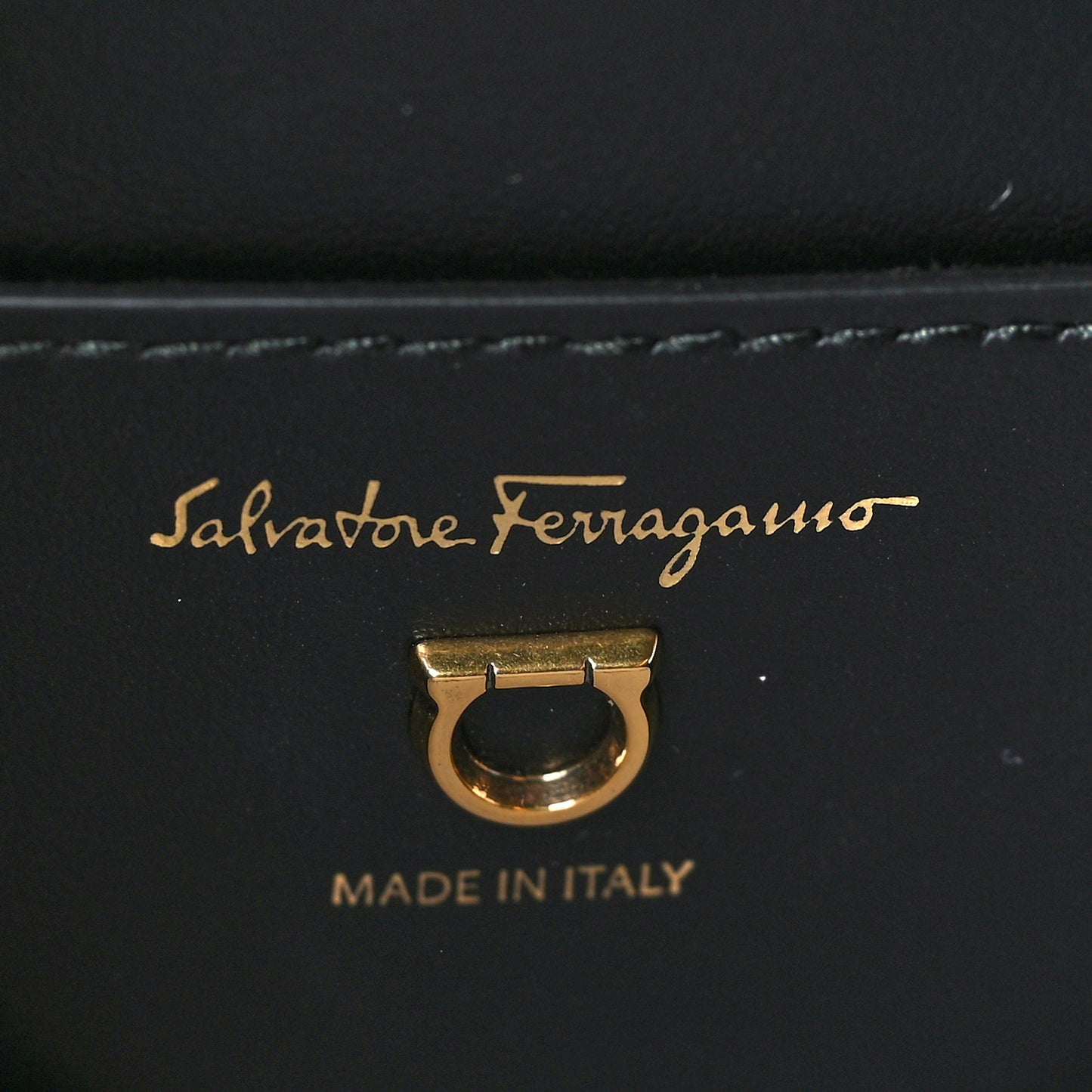 Canvas Calfskin Gancini Saddle Bag Black Beige