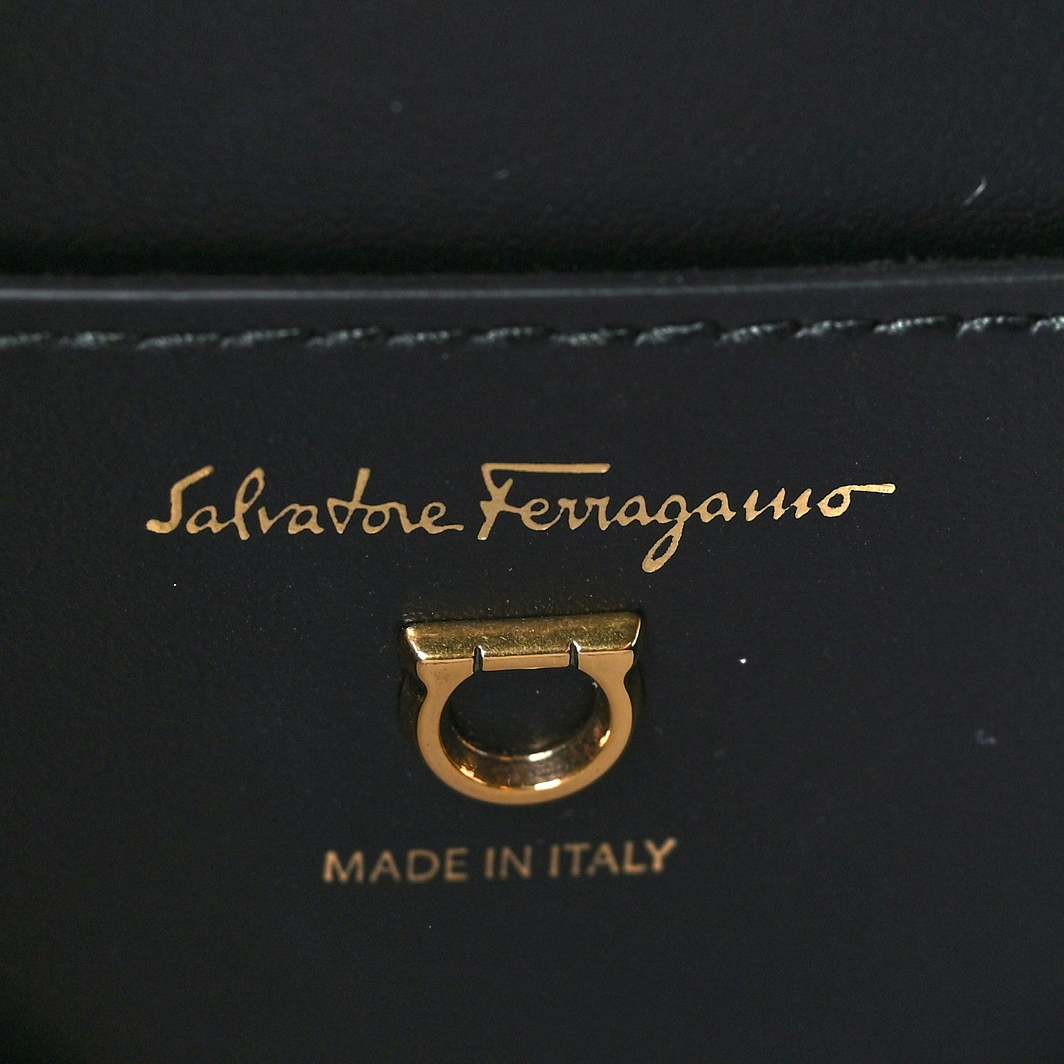 Salvatore Ferragamo Canvas Calfskin Gancini Saddle Bag Black Beige 6 of 10