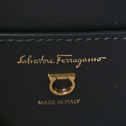 Salvatore Ferragamo Canvas Calfskin Gancini Saddle Bag Black Beige 6 of 10