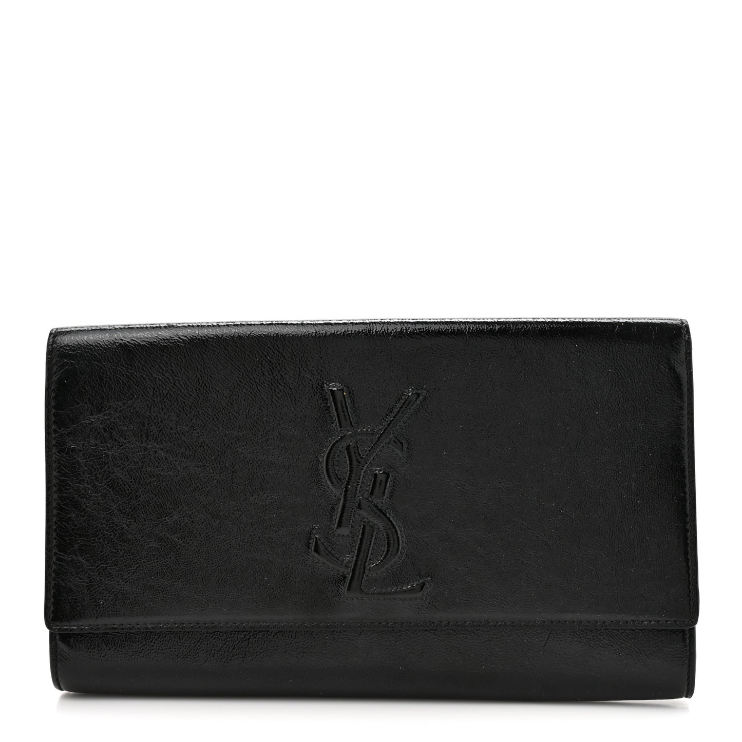 Textured Patent Monogram Large Belle De Jour Clutch Black