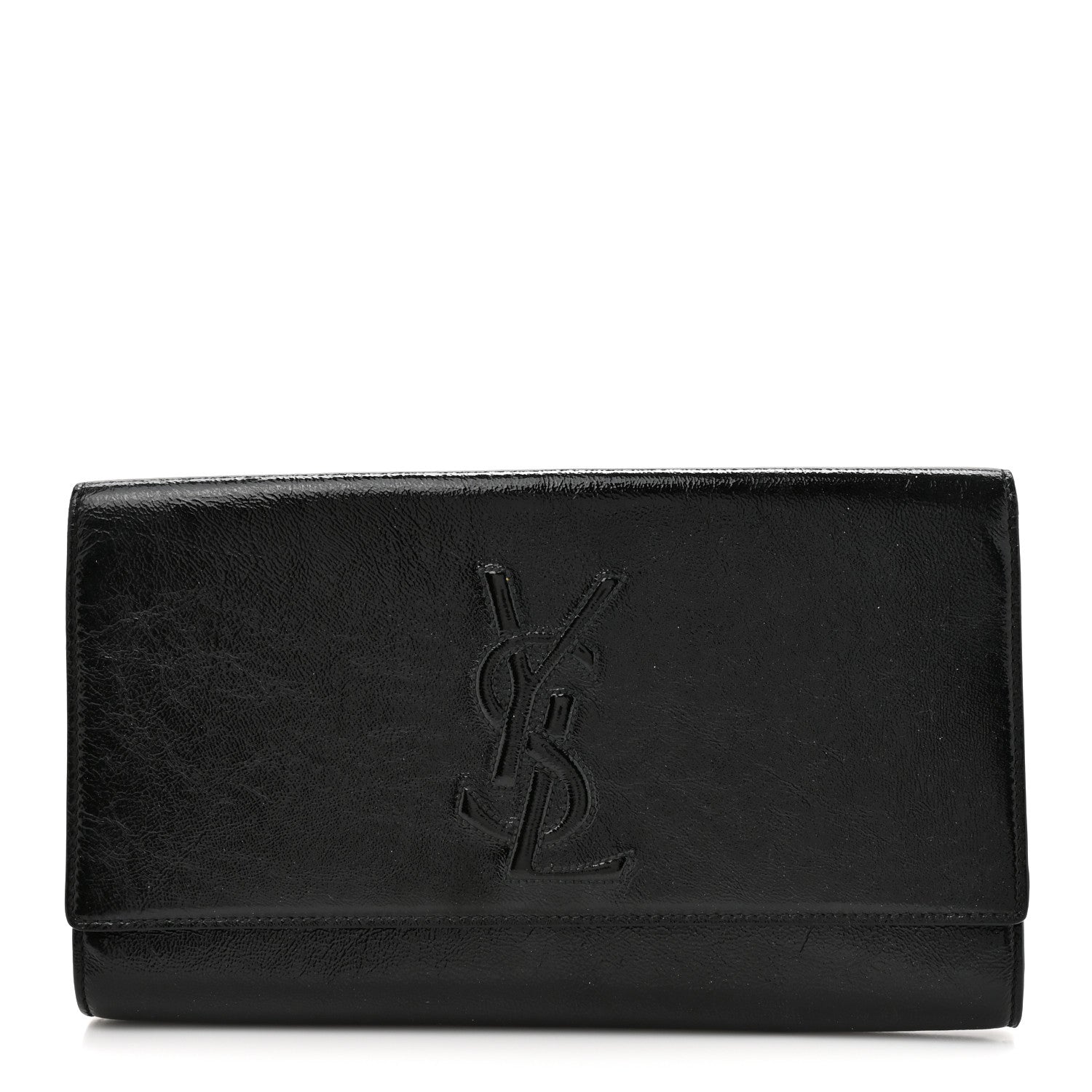 Saint Laurent Textured Patent Monogram Large Belle De Jour Clutch Black 1 of 10