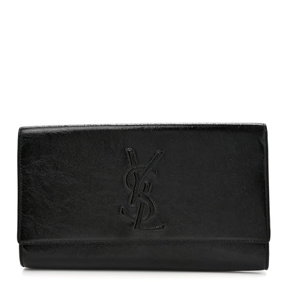 Saint Laurent Textured Patent Monogram Large Belle De Jour Clutch Black 1 of 10
