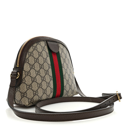 Gucci GG Supreme Monogram Textured Dollar Calfskin Web Small Ophidia Dome Shoulder Bag Beige Ebony New Acero 2 of 9