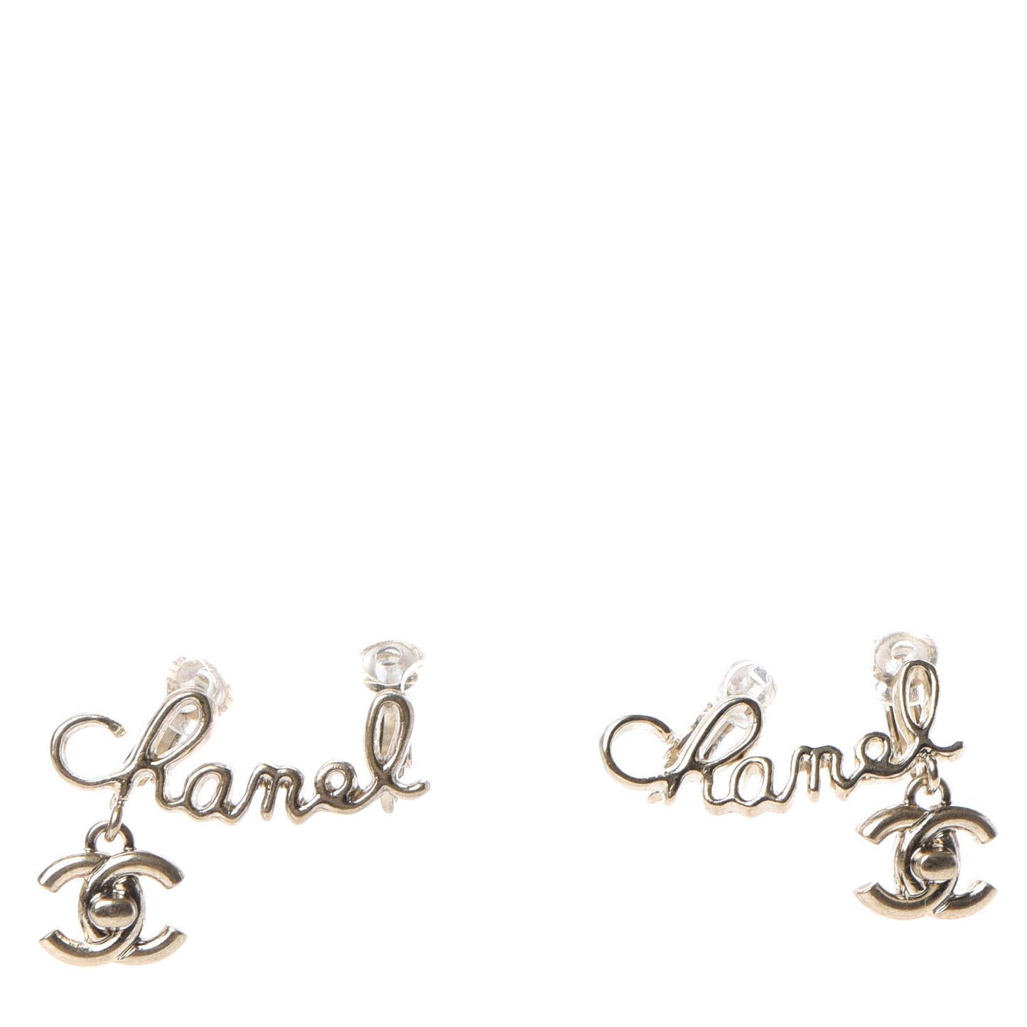 Metal Logo CC Turnlock Clip On Earrings Gold