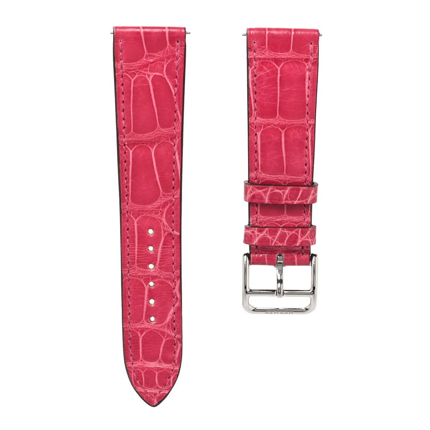Hermes Matte Alligator Heure H Hour Watch 30mm Strap Fuchsia 1 of 6