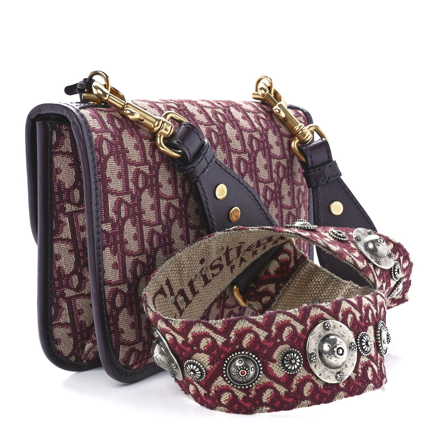 Christian Dior Oblique DiorAddict Flap Bag Burgundy 3 of 12
