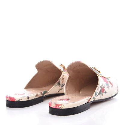 Gucci Calfskin Stamp Allover Rose Princetown Slippers 40.5 Ivory Multicolor 4 of 9
