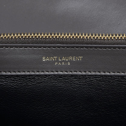 Saint Laurent Sheepskin Suede Matelasse Chevron Monogram Large College Satchel Earth 6 of 7