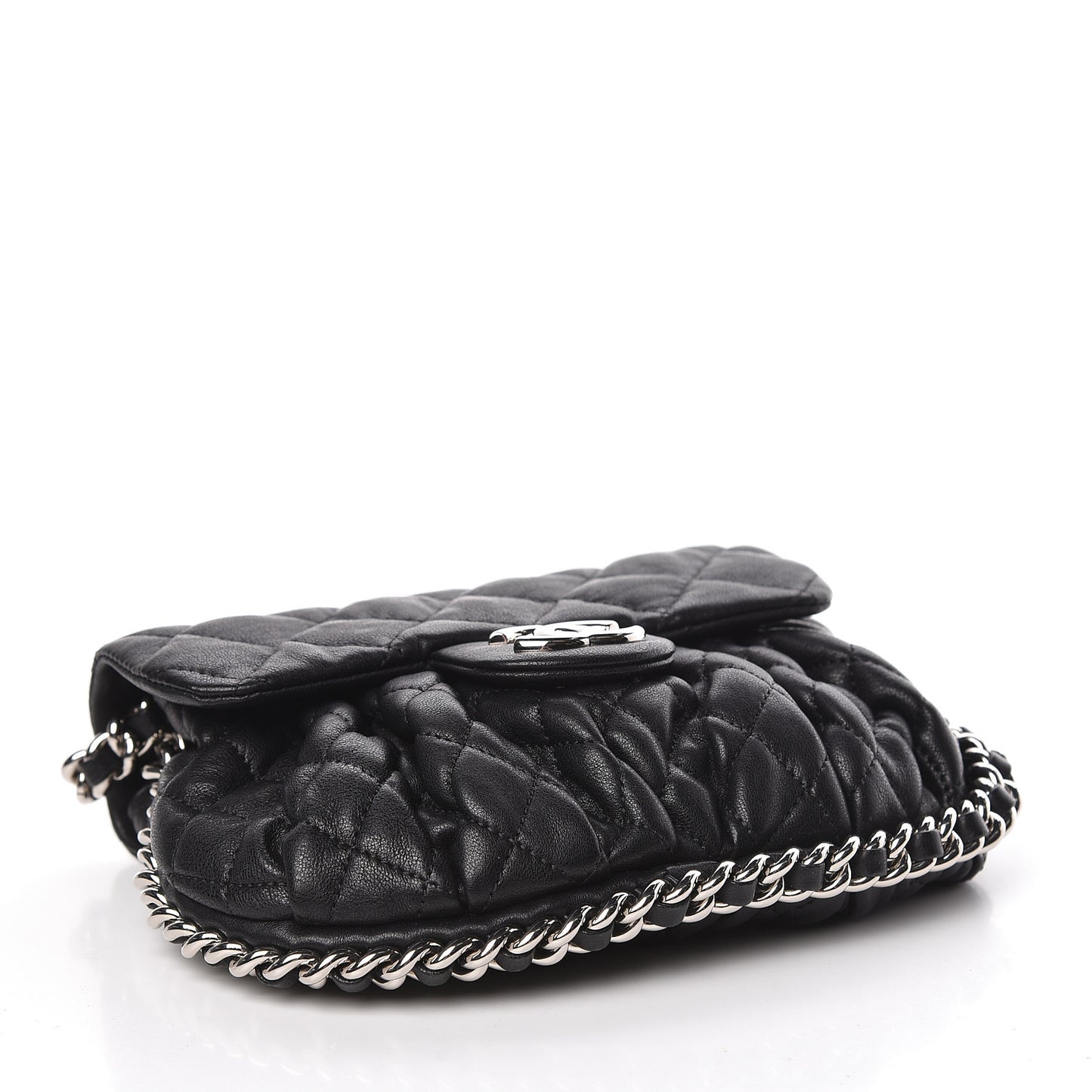 Washed Lambskin Quilted Mini Chain Around Messenger Black
