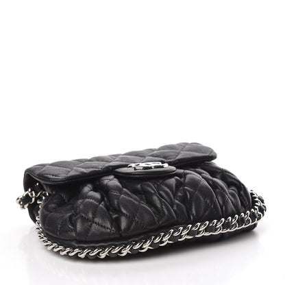 Chanel Washed Lambskin Quilted Mini Chain Around Messenger Black 4 of 11