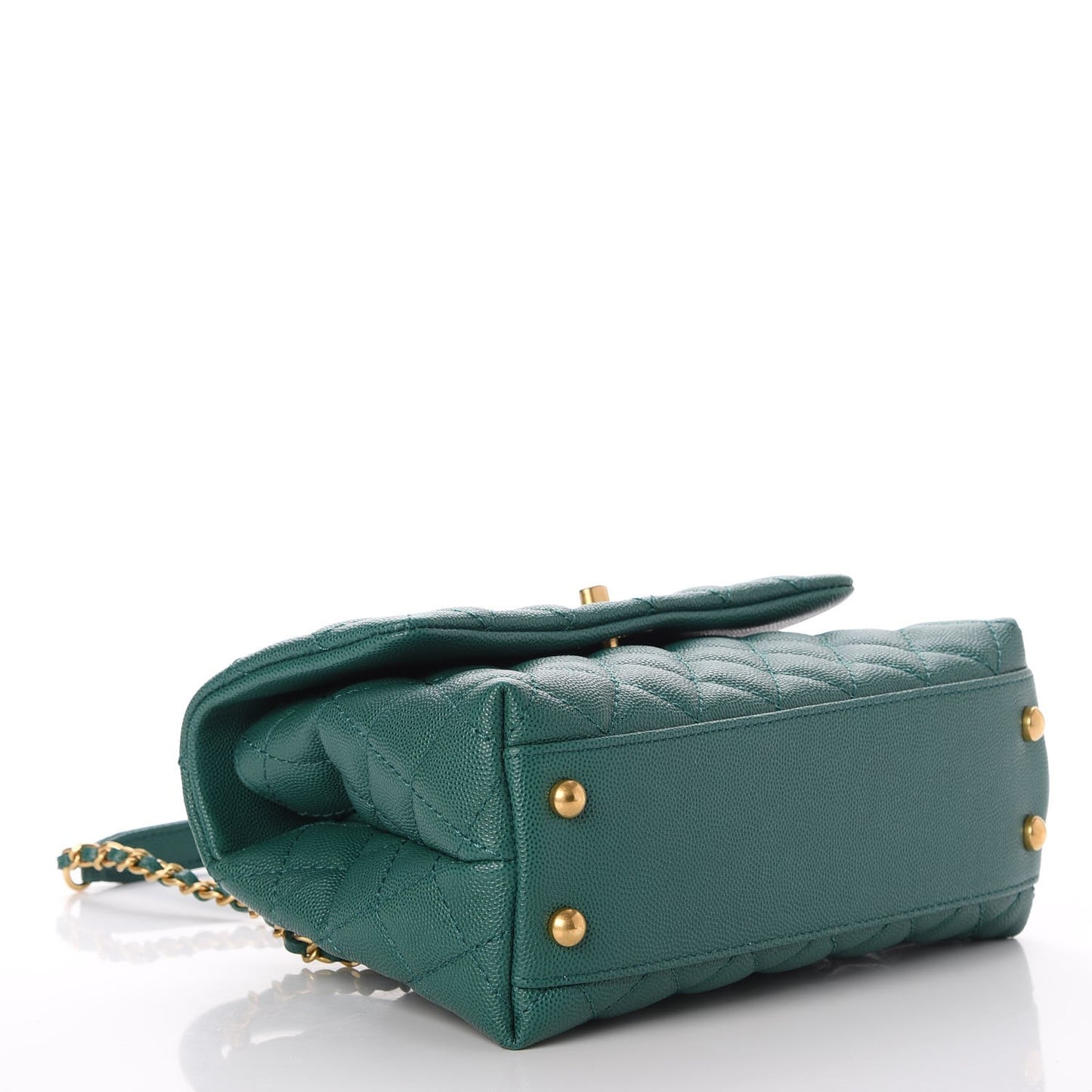 Caviar Quilted Mini Coco Handle Flap Green