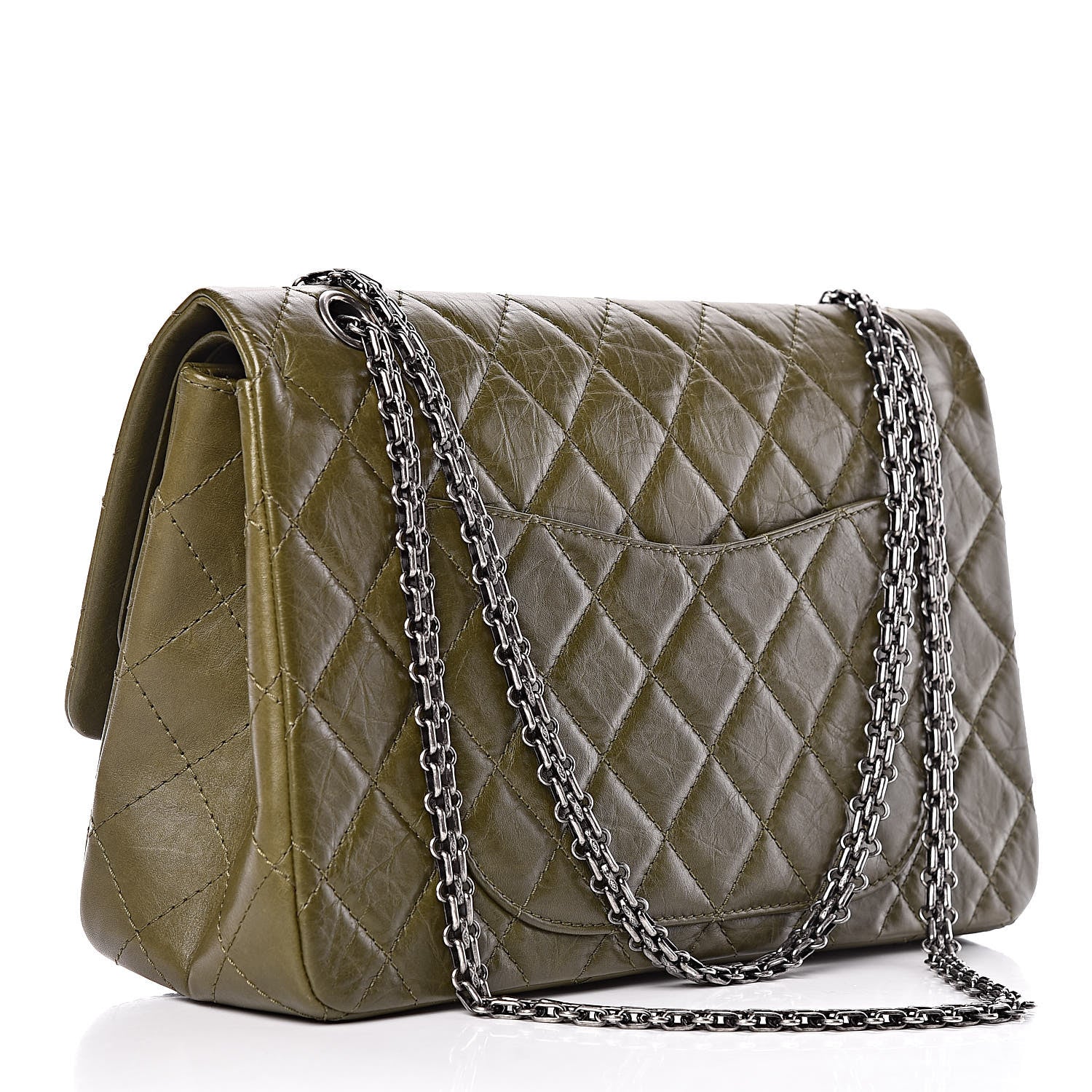 Chanel Aged Calfskin Quilted 2.55 Reissue 227 Flap Dark Green 3 of 9