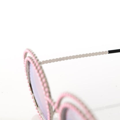 Chanel Pearl Round Sunglasses 71139 Silver Pink 5 of 9