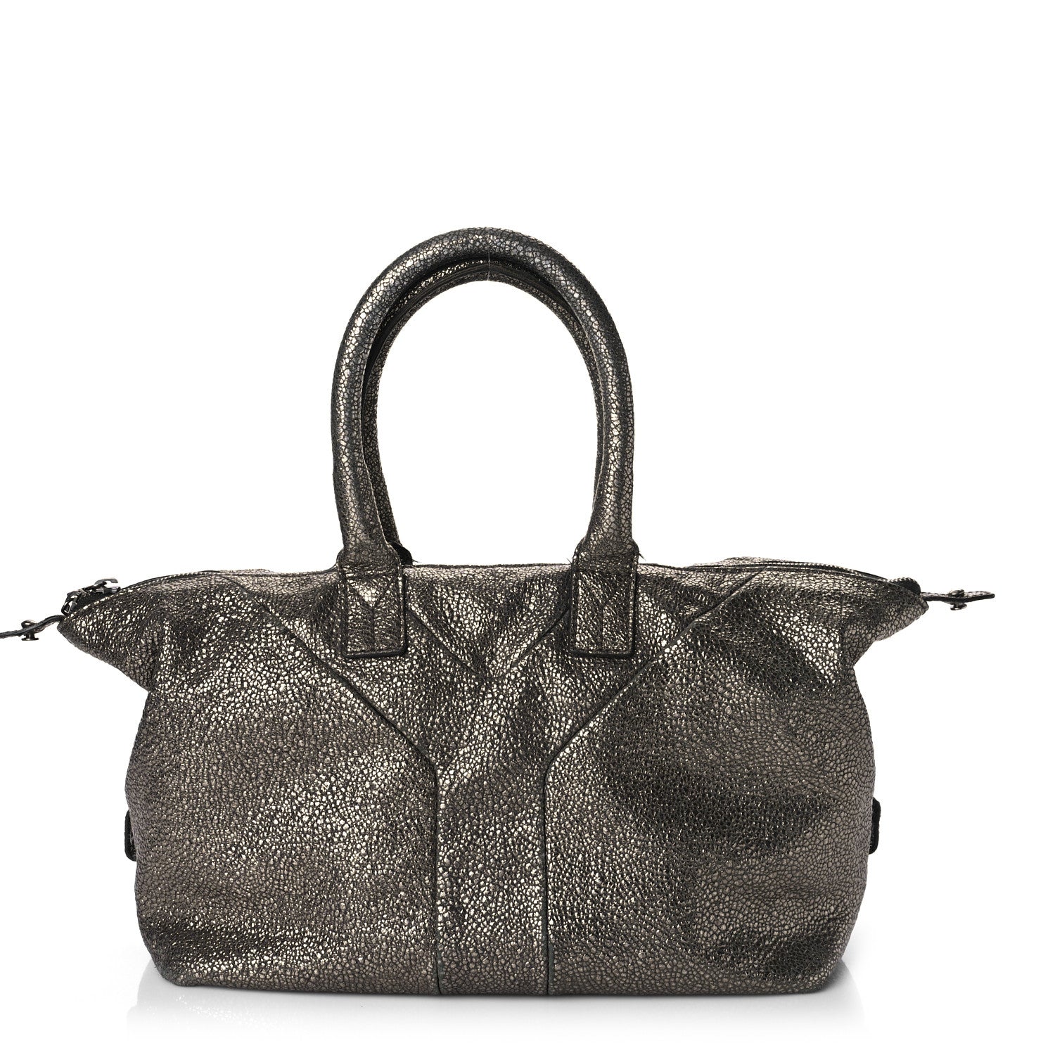 Saint Laurent Crackled Calfskin Small Volcano Easy Sac Silver 1 of 15