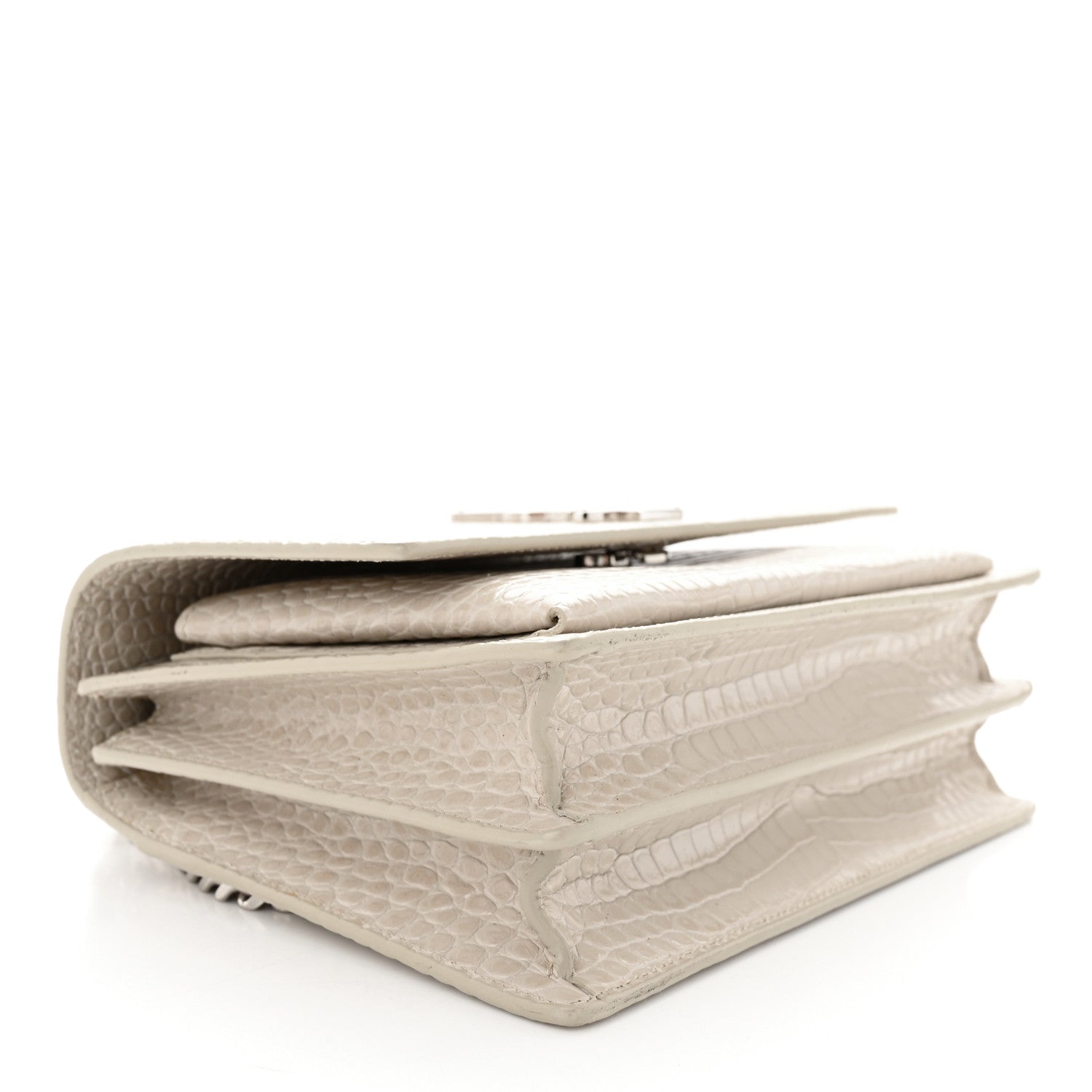 Saint Laurent Calfskin Crocodile Embossed Medium Monogram Sunset Blanc Vintage 4 of 11