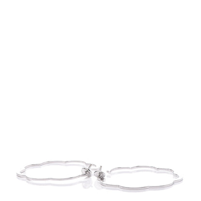 Chanel 18K White Gold Large Profil de Camelia Hoop Earrings 3 of 4