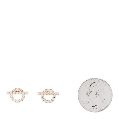 Hermes 18K Rose Gold Diamond Finesse Earrings 2 of 5