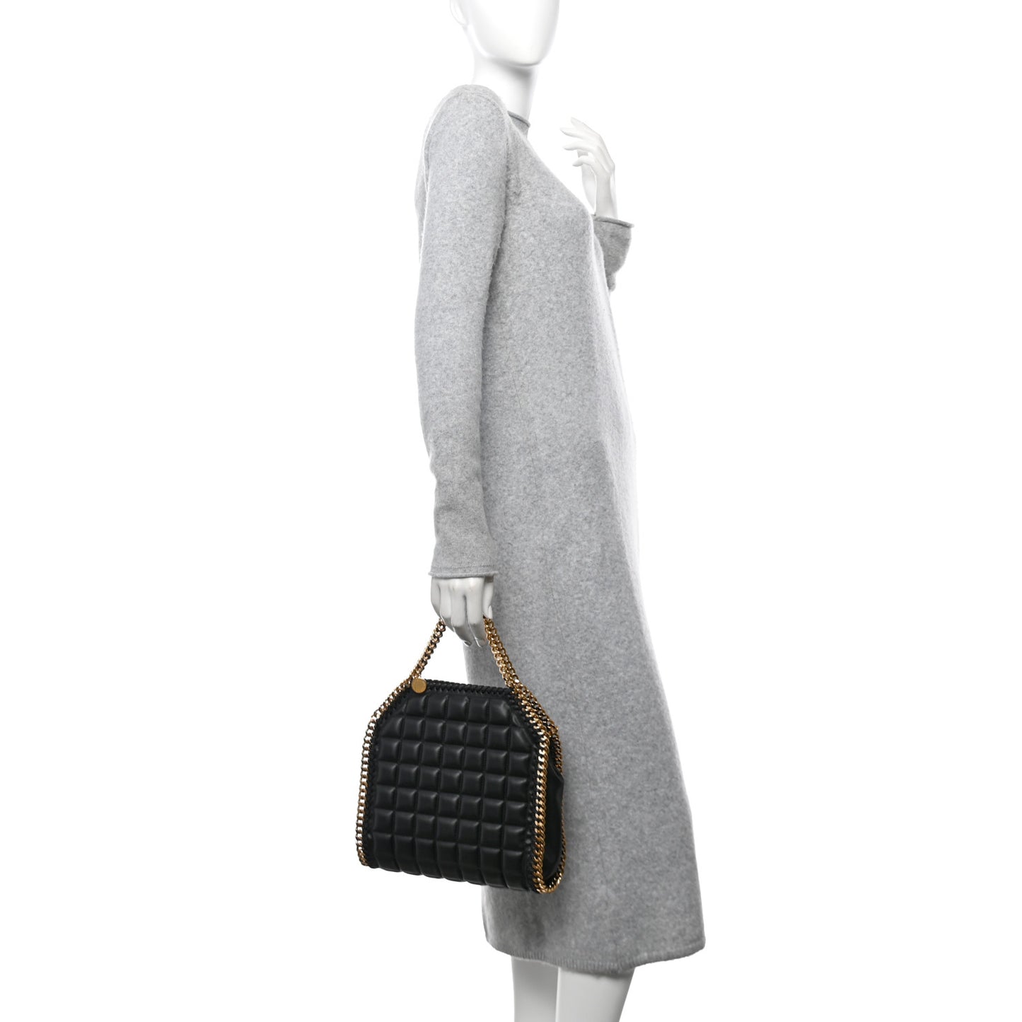 Vegan Leather Quilted Mini Falabella Tote Black