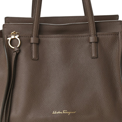 Salvatore Ferragamo Hammered Calfskin Double Handle Medium Amy Tote Beige 6 of 16