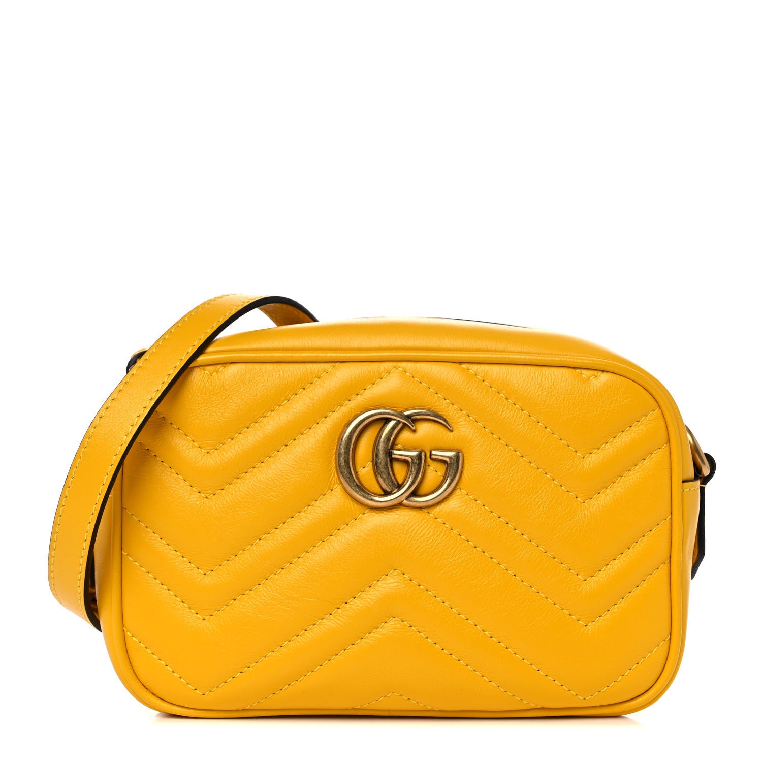 Gucci Calfskin Matelasse Mini GG Marmont Chain Shoulder Bag Stone Topaz 1 of 17