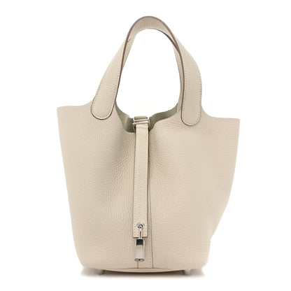 Hermes Taurillon Clemence Picotin Lock 18 PM Beton 1 of 10