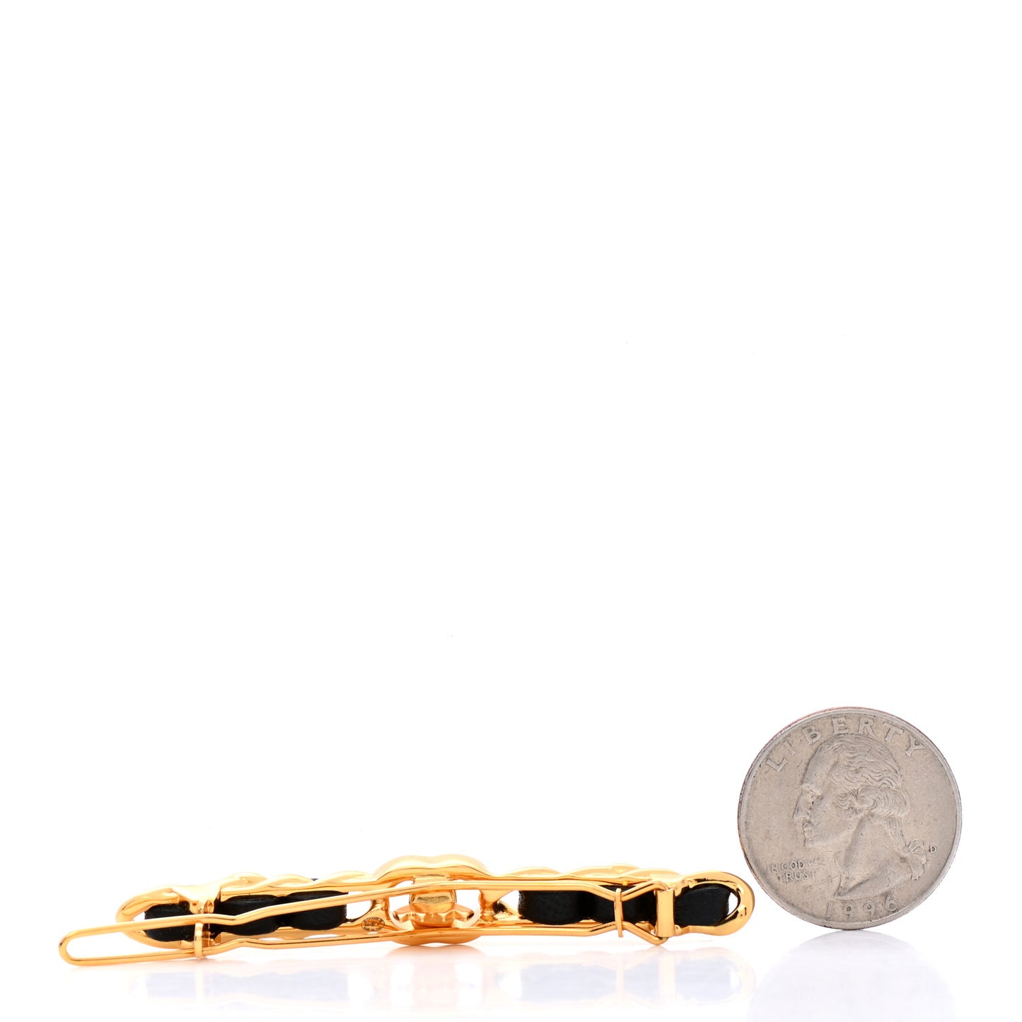 Pearl Lambskin CC More Is More Hair Clip Black Gold