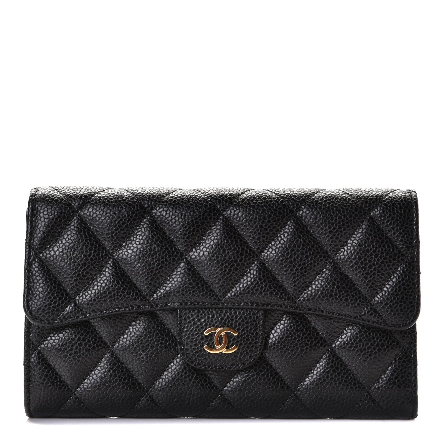 Chanel Caviar Quilted Long Flap Wallet Black 1 of 8