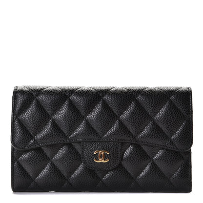 Chanel Caviar Quilted Long Flap Wallet Black 1 of 8