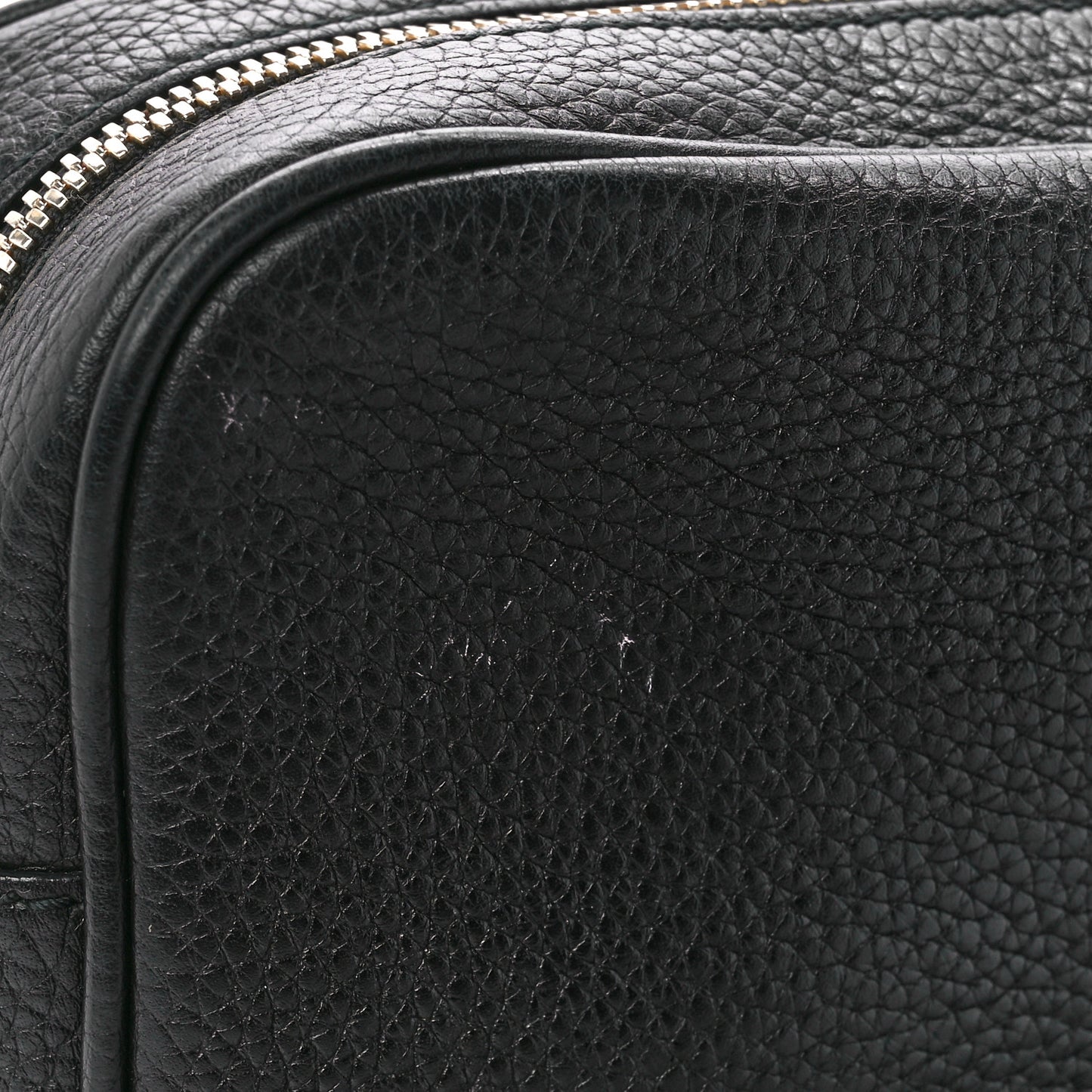 Pebbled Calfskin Small Soho Disco Bag Black