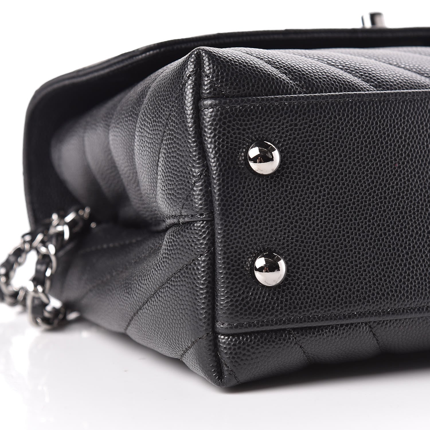 Chanel Caviar Chevron Quilted Mini Coco Handle Flap Black 9 of 11