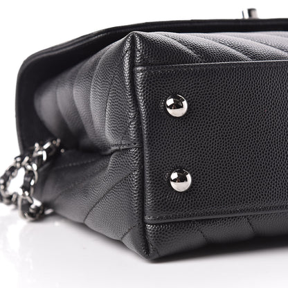 Chanel Caviar Chevron Quilted Mini Coco Handle Flap Black 9 of 11
