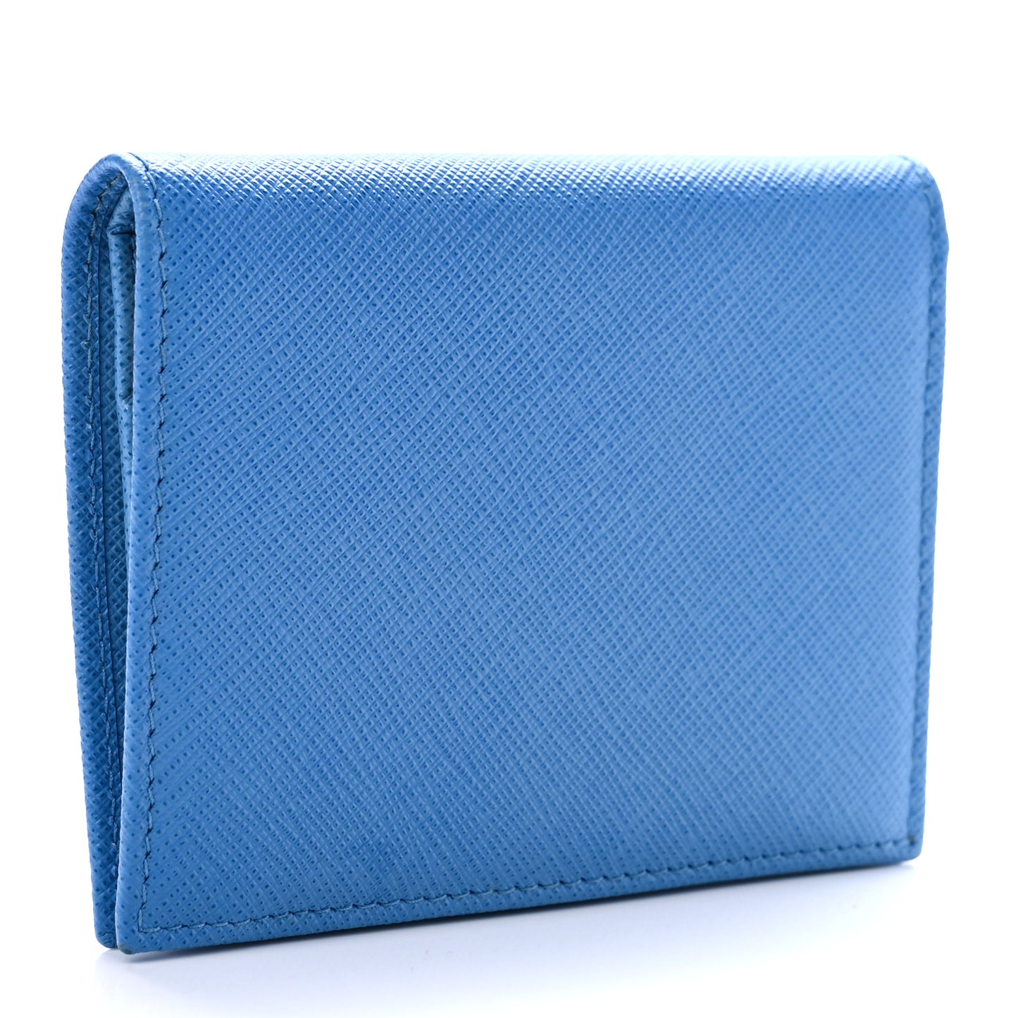 Saffiano Metal Compact Snap Bi-Fold Wallet Blue