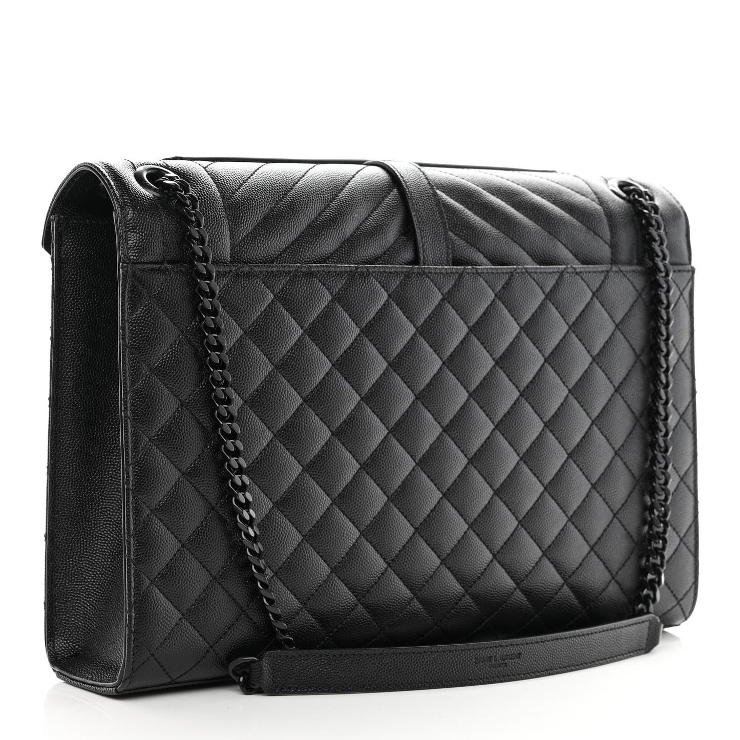 Grain De Poudre Textured Mixed Matelasse Large Triquilt Monogram Monochrome Satchel Black