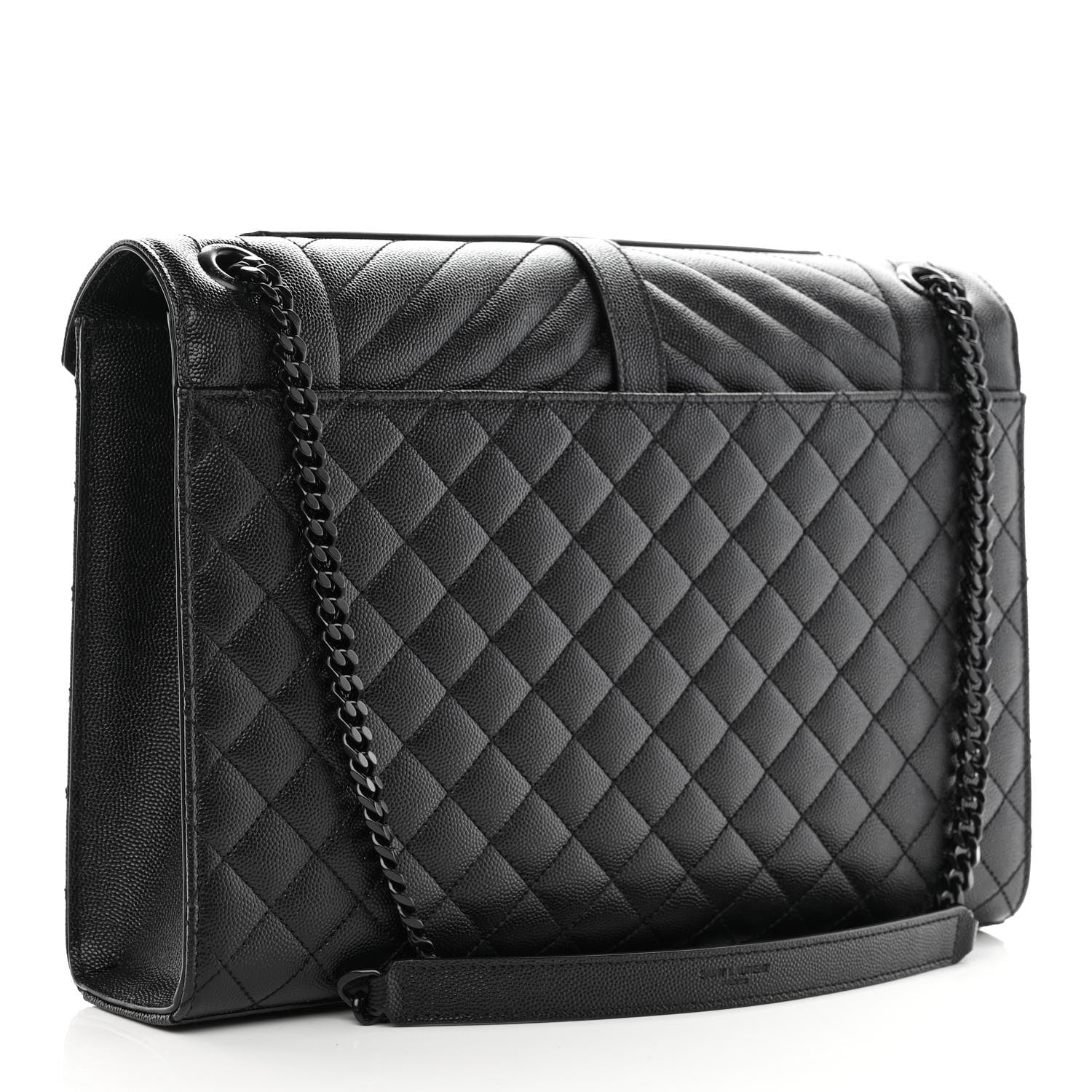 Saint Laurent Grain De Poudre Textured Mixed Matelasse Large Triquilt Monogram Monochrome Satchel Black 3 of 10