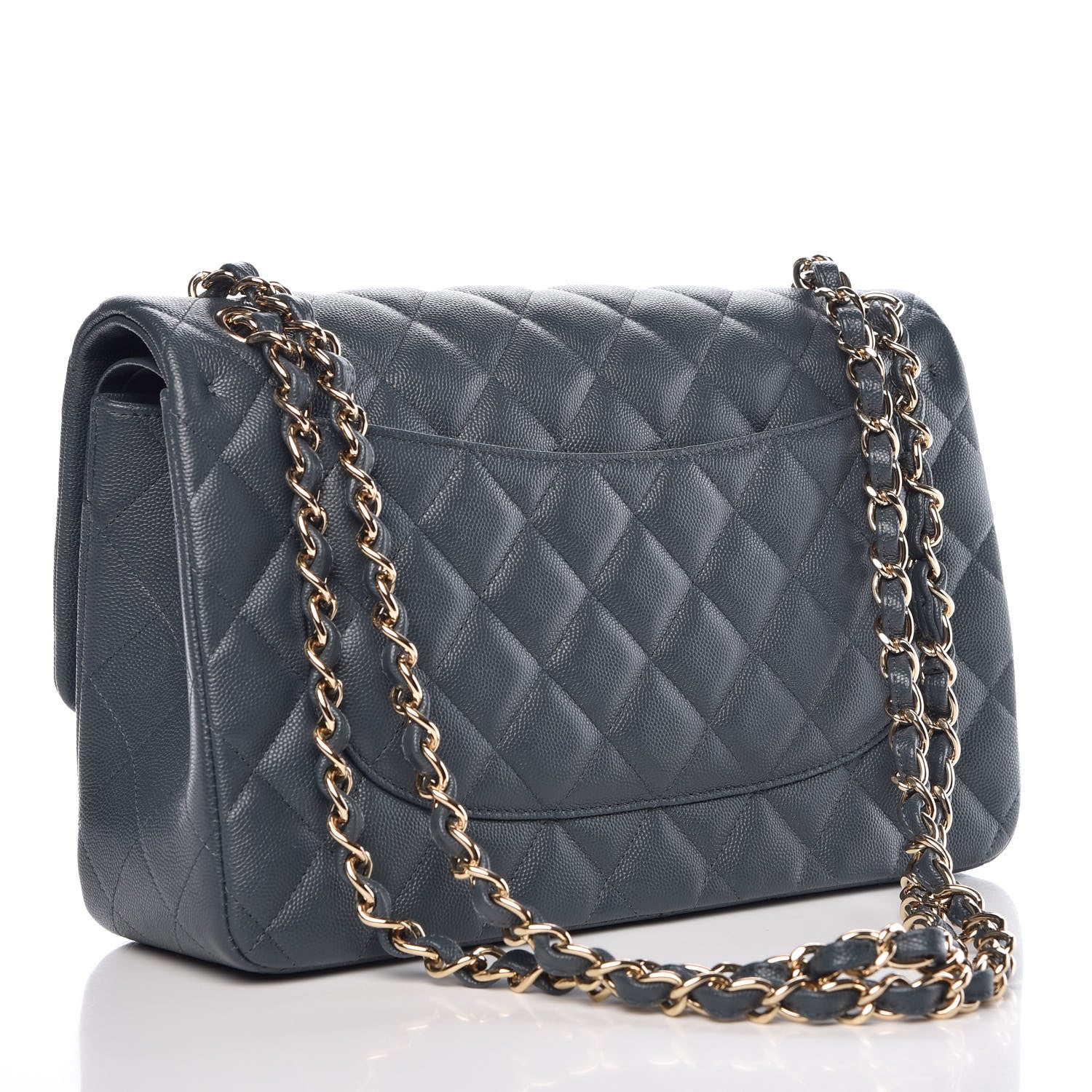Chanel Caviar Quilted Jumbo Double Flap Dark Grey 3 of 9