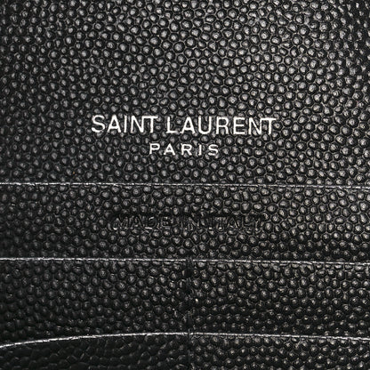 Saint Laurent Grain De Poudre Matelasse Chevron Monogram Chain Wallet Black 6 of 10