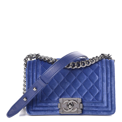 Chanel Velvet Quilted Small Boy Flap Blue 1 of 10